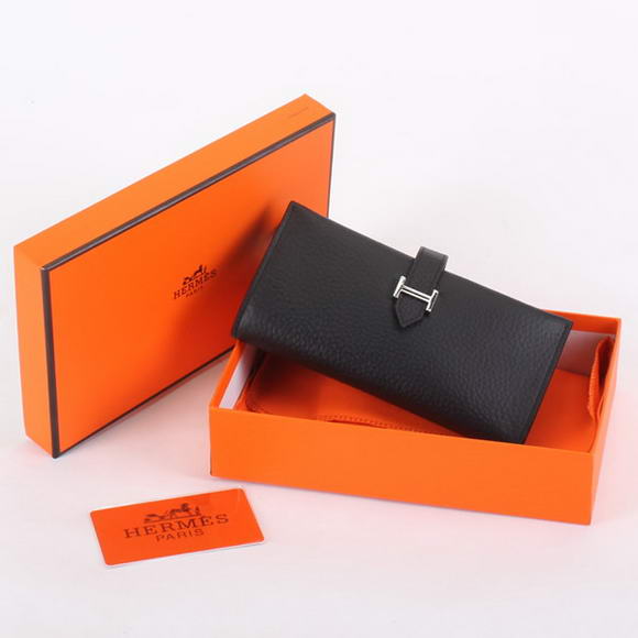 Cheap Fake Hermes Bearn Japonaise Tri-Fold Wallet A308 Black